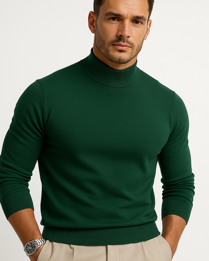 Men's Fitted Ribbed Turtleneck Sweater