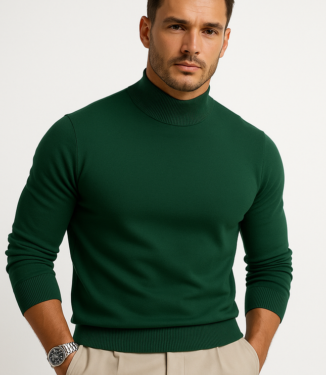 Men's Fitted Ribbed Turtleneck Sweater