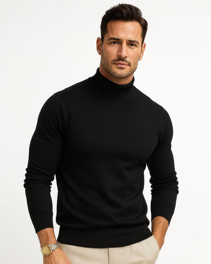 Men's Fitted Ribbed Turtleneck Sweater