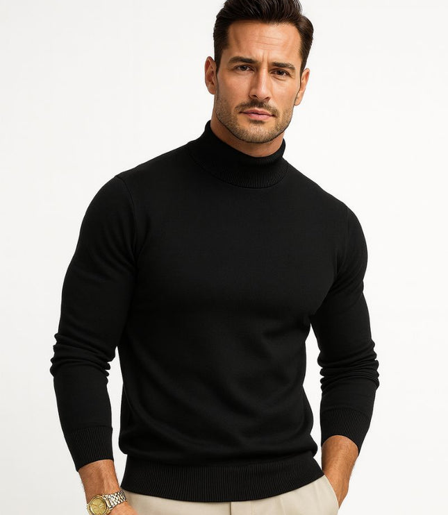 Men's Fitted Ribbed Turtleneck Sweater
