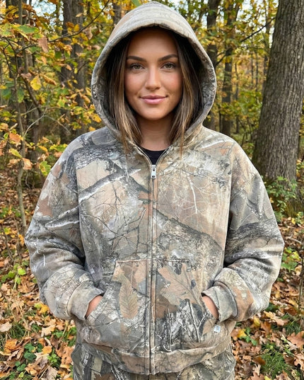 Men's Full Zip Camo Hoodie with Sherpa-Lined Hood