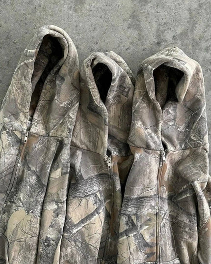 Men's Full Zip Camo Hoodie with Sherpa-Lined Hood