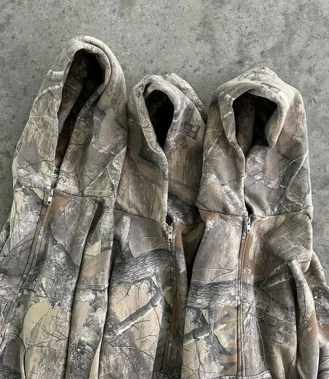 Men's Full Zip Camo Hoodie with Sherpa-Lined Hood