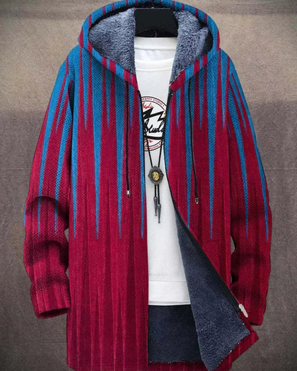 Men's Hooded Cardigan in an Art Print with Fleece Lining