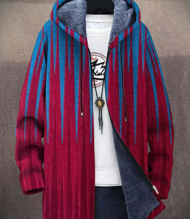Men's Hooded Cardigan in an Art Print with Fleece Lining