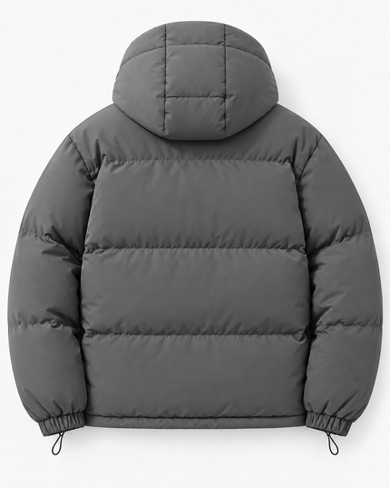 Men's Hooded Puffer Jacket with Funnel Neck