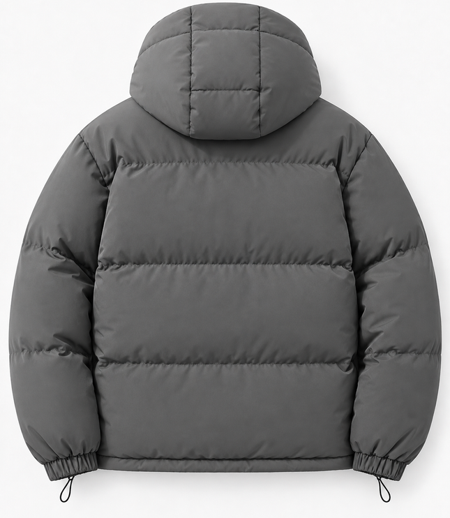 Men's Hooded Puffer Jacket with Funnel Neck