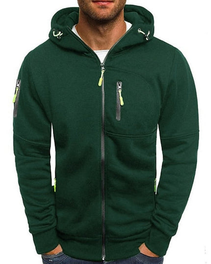 Men's Hooded Sweatshirt with Fleece Lining and Zip Front