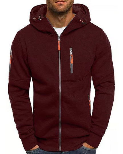 Men's Hooded Sweatshirt with Fleece Lining and Zip Front