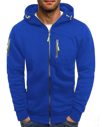 Men's Hooded Sweatshirt with Fleece Lining and Zip Front