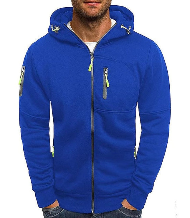 Men's Hooded Sweatshirt with Fleece Lining and Zip Front