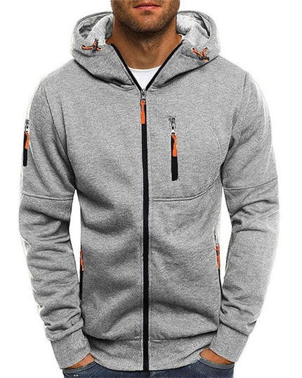 Men's Hooded Sweatshirt with Fleece Lining and Zip Front