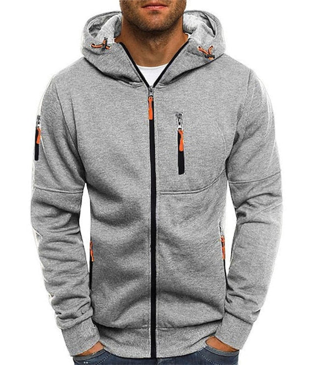 Men's Hooded Sweatshirt with Fleece Lining and Zip Front
