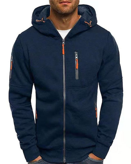 Men's Hooded Sweatshirt with Fleece Lining and Zip Front