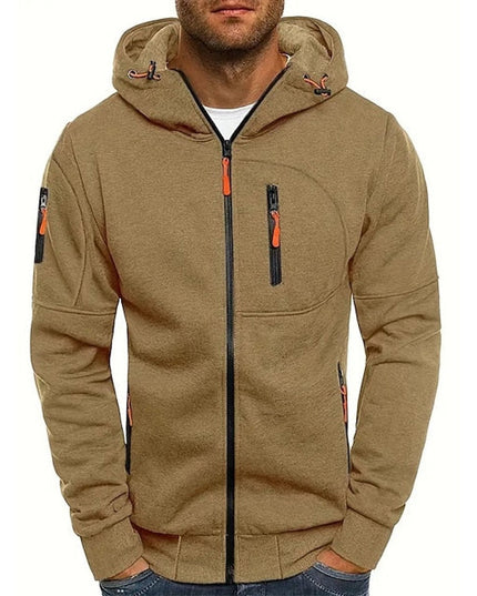 Men's Hooded Sweatshirt with Fleece Lining and Zip Front