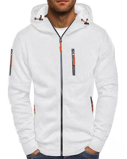 Men's Hooded Sweatshirt with Fleece Lining and Zip Front