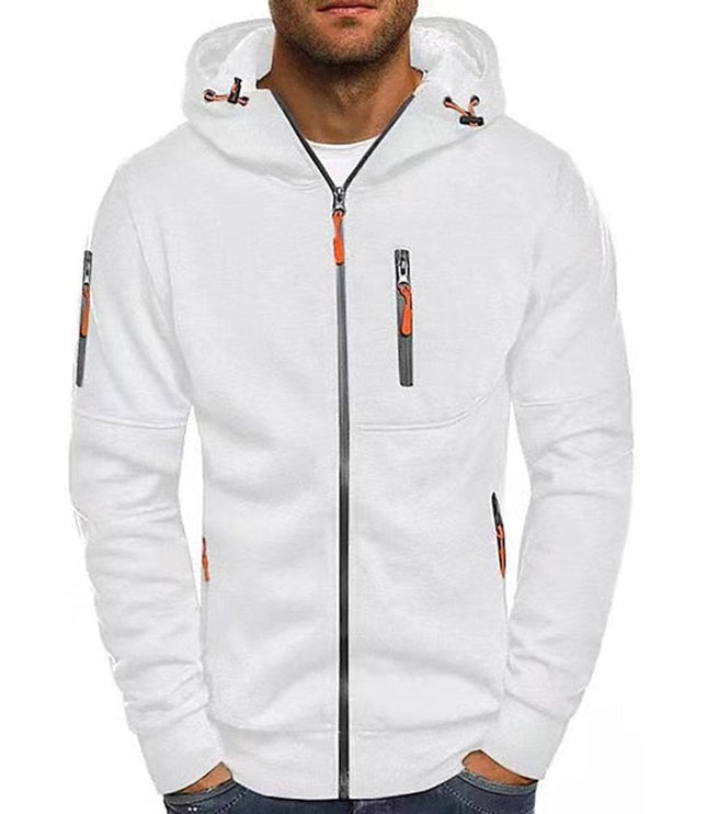 Men's Hooded Sweatshirt with Fleece Lining and Zip Front
