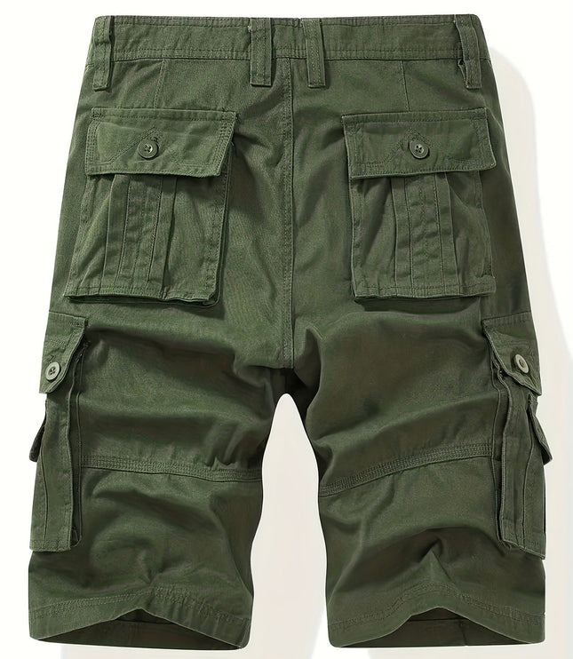 Men's Knee-Length Cargo Shorts with Multiple Pockets
