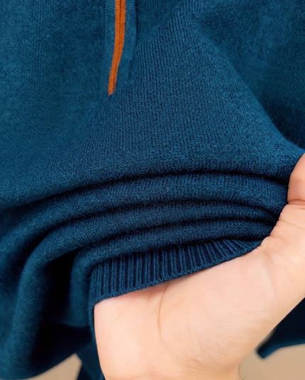 Men's Knit Pullover Sweater with a Half-Zip Stand Collar