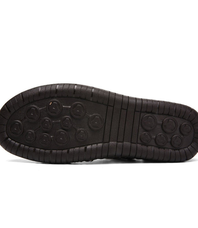 Men's Leather Clog Sandals with an Adjustable Strap