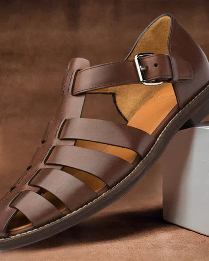 Men's Leather Fisherman Sandals with an Adjustable Buckle