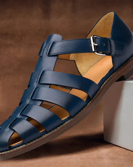 Men's Leather Fisherman Sandals with an Adjustable Buckle