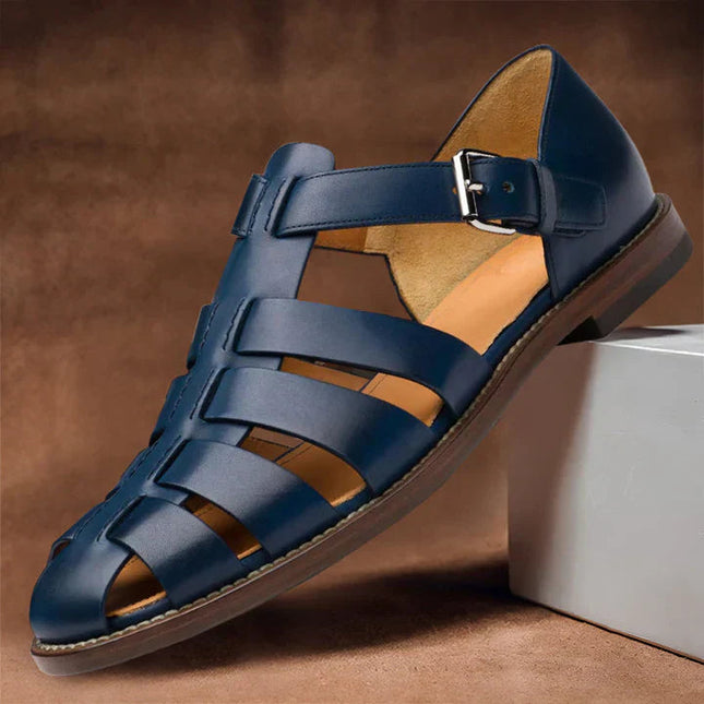 Men's Leather Fisherman Sandals with an Adjustable Buckle
