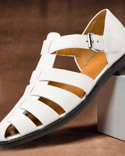 Men's Leather Fisherman Sandals with an Adjustable Buckle