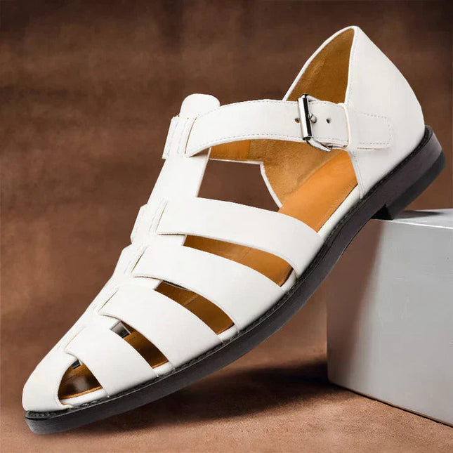 Men's Leather Fisherman Sandals with an Adjustable Buckle