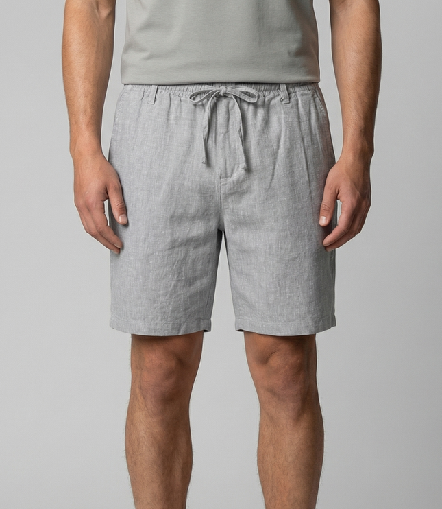 Men's Linen-Look Drawstring Shorts with Side Pockets