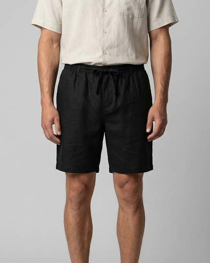 Men's Linen-Look Drawstring Shorts with Side Pockets