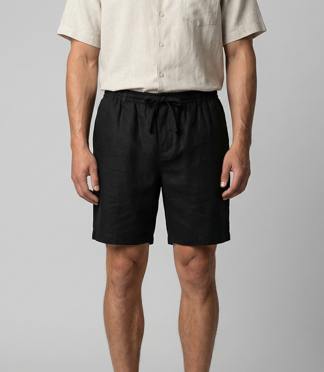 Men's Linen-Look Drawstring Shorts with Side Pockets