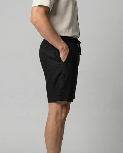 Men's Linen-Look Drawstring Shorts with Side Pockets