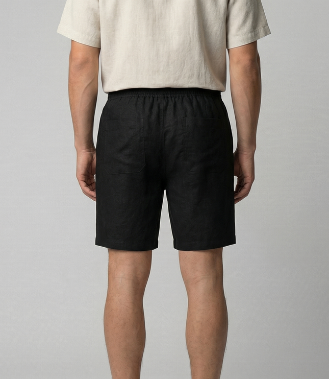 Men's Linen-Look Drawstring Shorts with Side Pockets