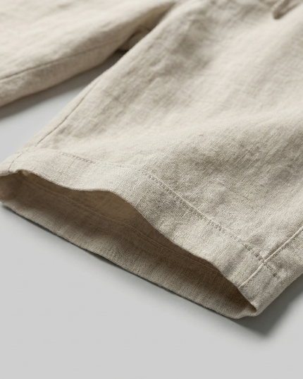 Men's Linen-Look Drawstring Shorts with Side Pockets