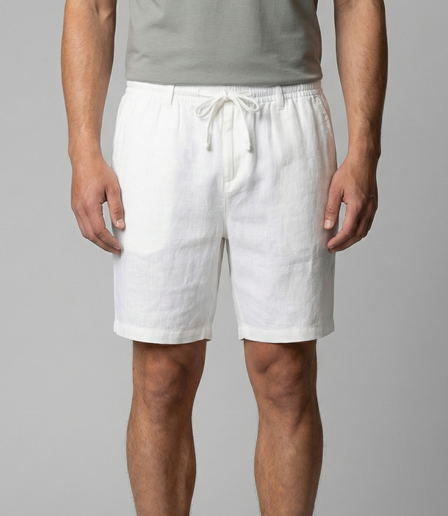 Men's Linen-Look Drawstring Shorts with Side Pockets