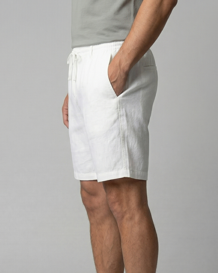Men's Linen-Look Drawstring Shorts with Side Pockets