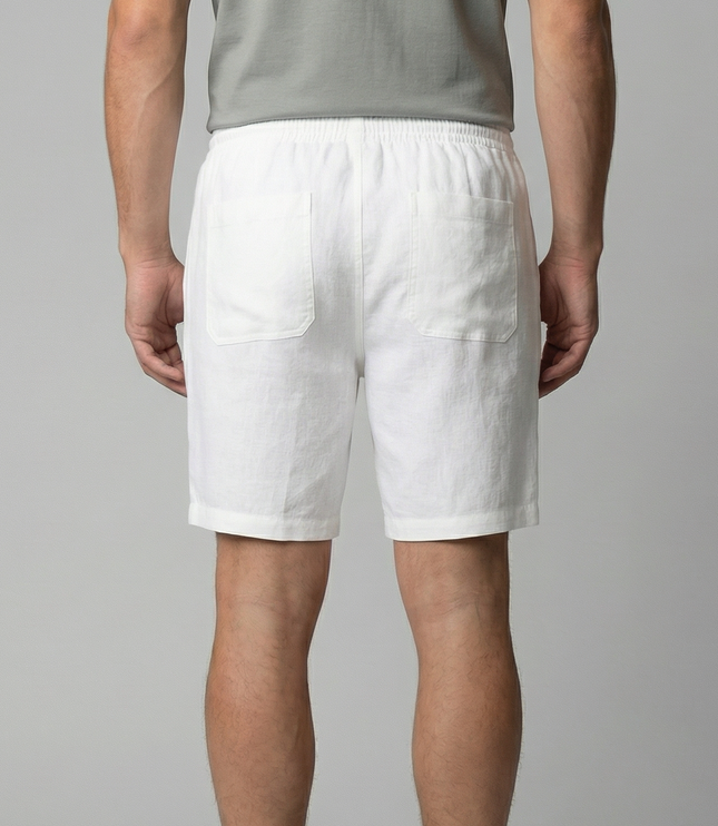 Men's Linen-Look Drawstring Shorts with Side Pockets