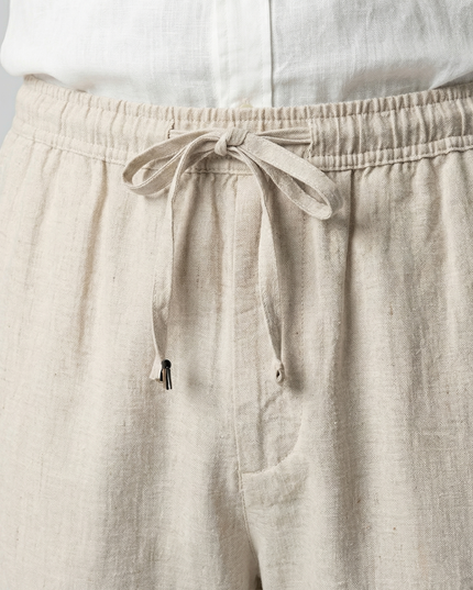 Men's Linen-Look Drawstring Shorts with Side Pockets
