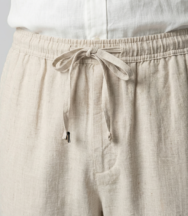 Men's Linen-Look Drawstring Shorts with Side Pockets