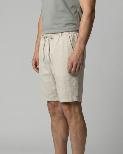 Men's Linen-Look Drawstring Shorts with Side Pockets