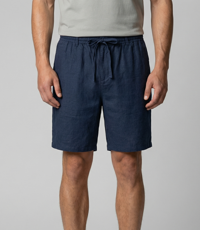 Men's Linen-Look Drawstring Shorts with Side Pockets