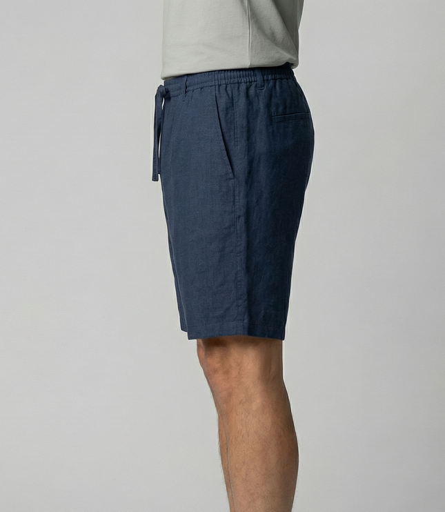 Men's Linen-Look Drawstring Shorts with Side Pockets