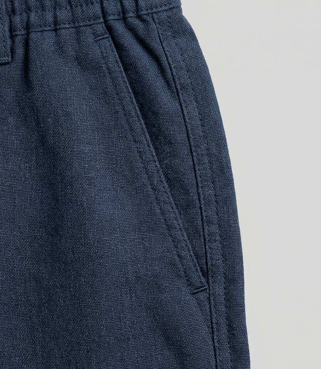 Men's Linen-Look Drawstring Shorts with Side Pockets