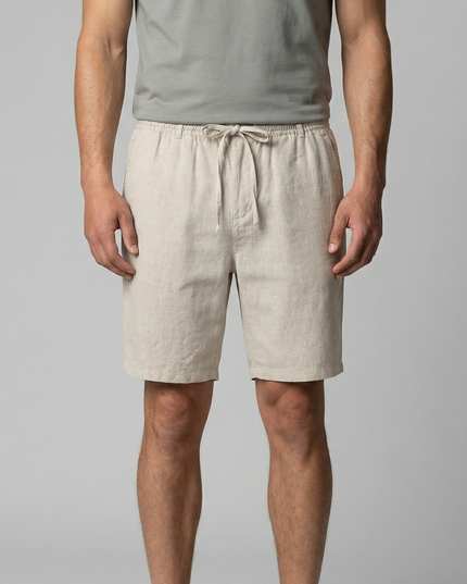 Men's Linen-Look Drawstring Shorts with Side Pockets