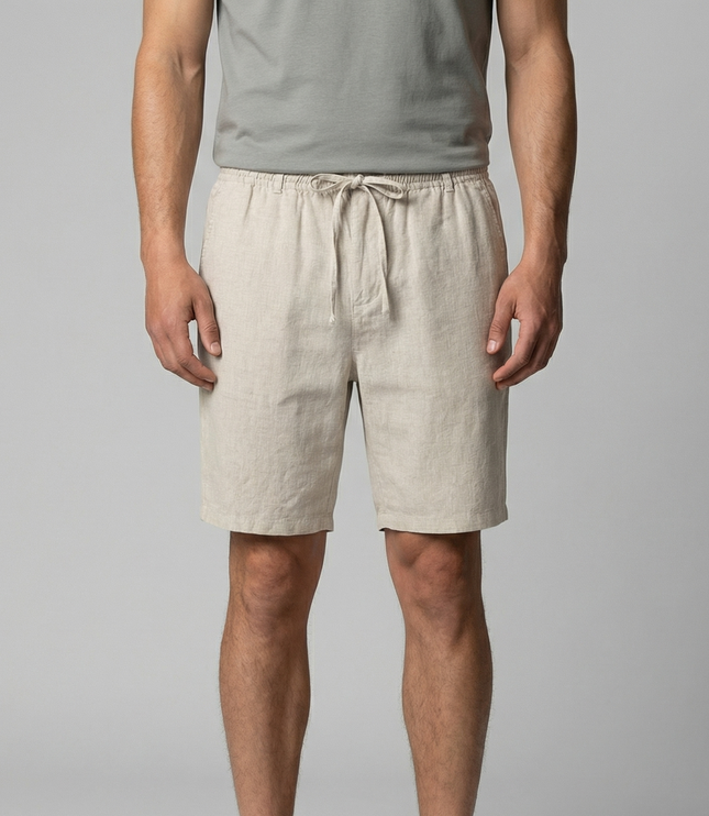 Men's Linen-Look Drawstring Shorts with Side Pockets