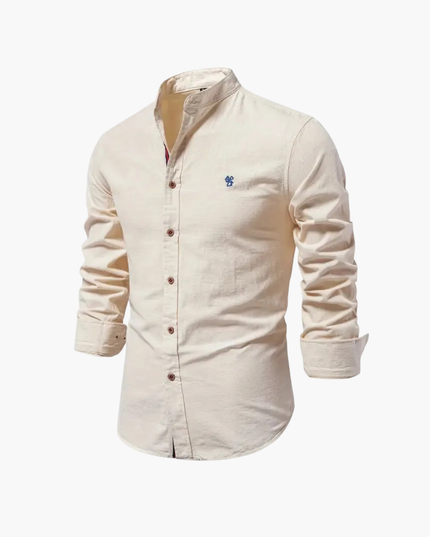 Men's Mandarin Collar Shirt and Shorts Matching Set