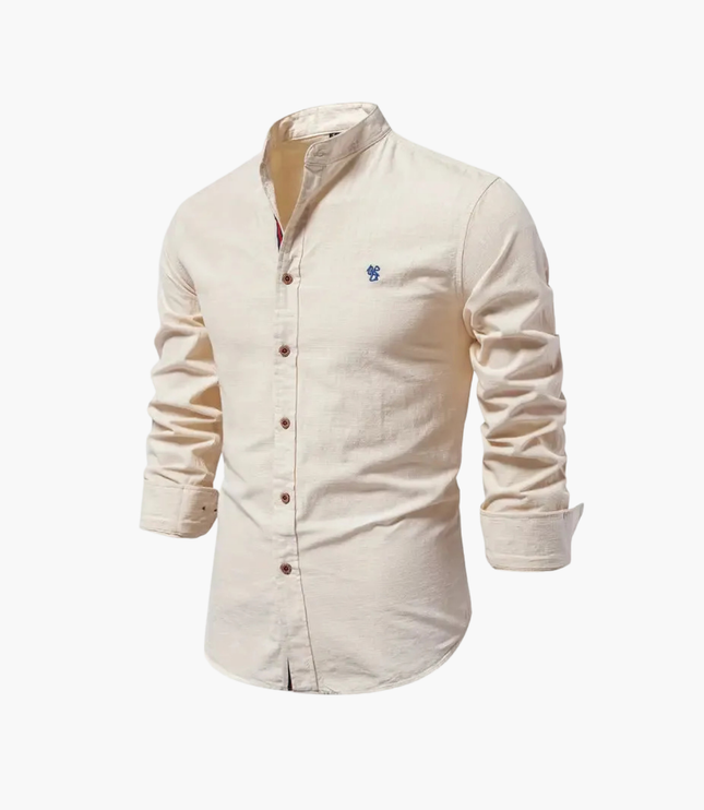 Men's Mandarin Collar Shirt and Shorts Matching Set