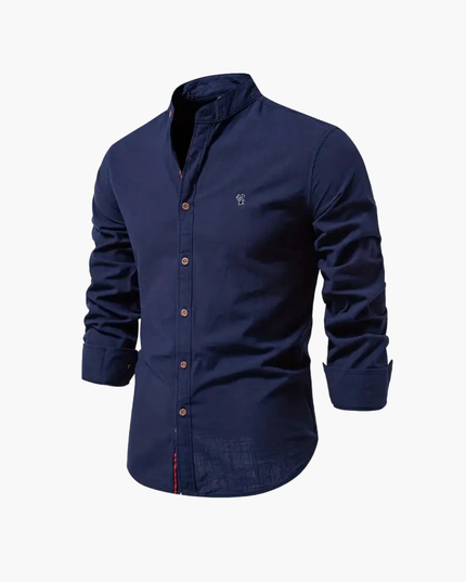 Men's Mandarin Collar Shirt and Shorts Matching Set
