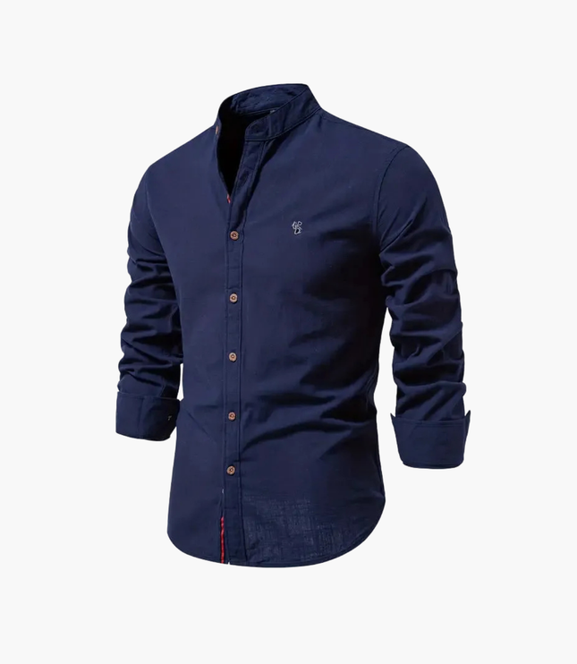 Men's Mandarin Collar Shirt and Shorts Matching Set